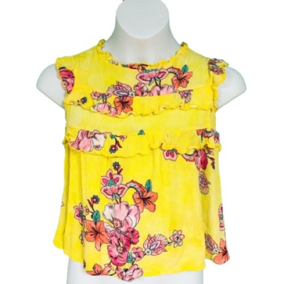 Zoey Girl Yellow Floral Sleeveless Ruffle Tank Girls Size 8 - Picture 1 of 6